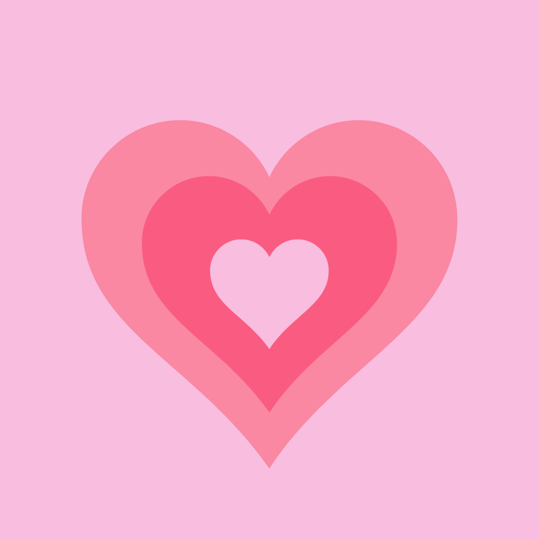 Un grand coeur sur fond rose qui en contient deux autres plus petits. L'image est en nuances de rose. Il s'agit de la couverture du recueil Poésie oui oui.